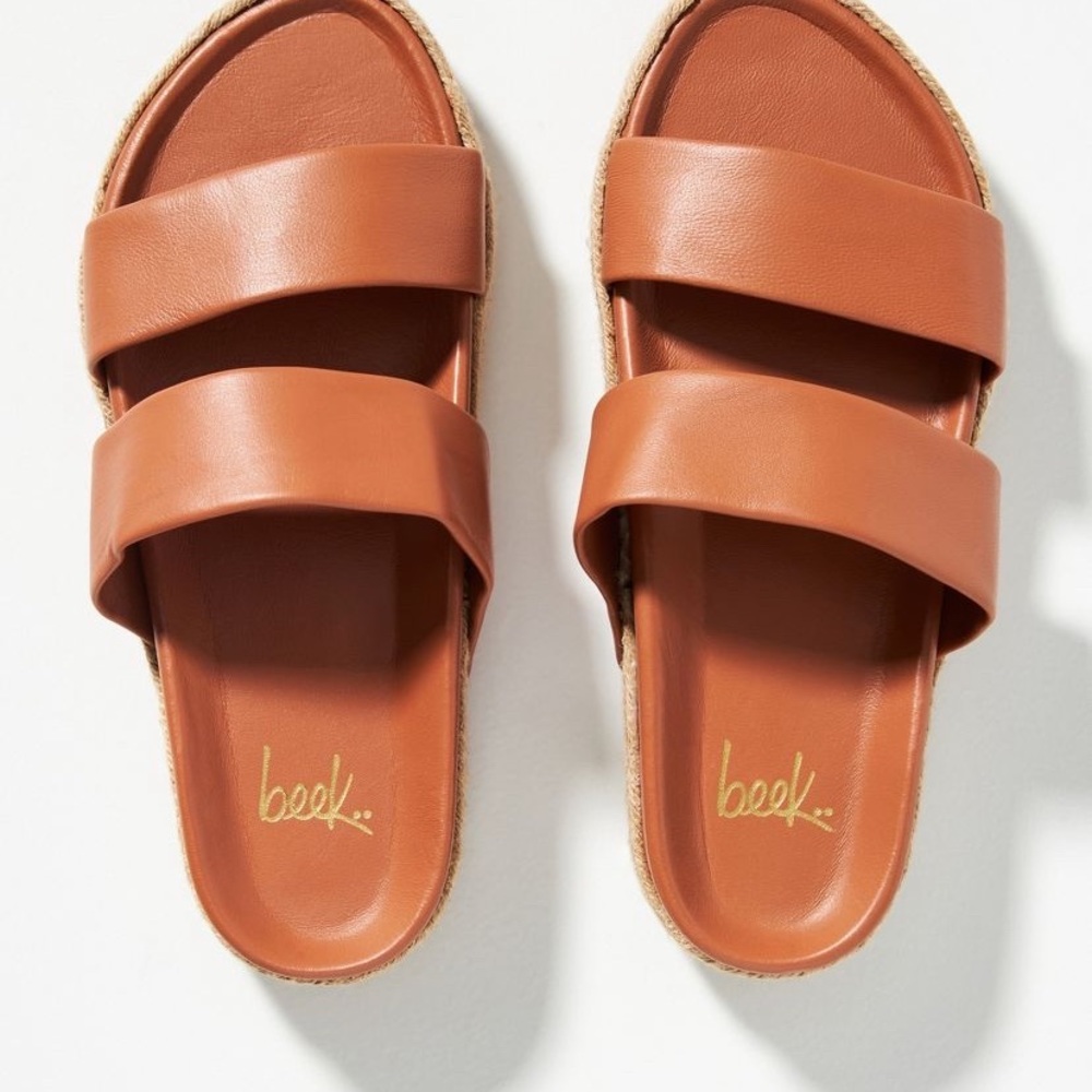 Beek Twinspot Sandals brand New Anthropologie Leather Tan platform espad…